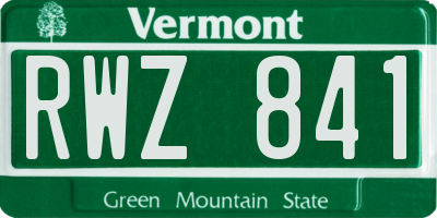VT license plate RWZ841