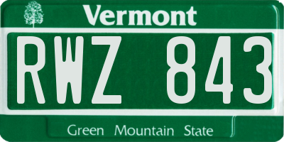VT license plate RWZ843