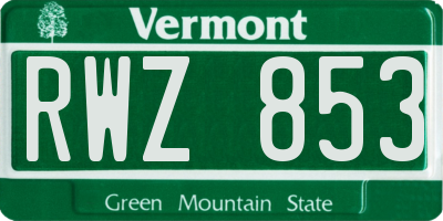 VT license plate RWZ853