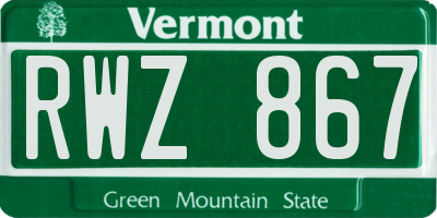VT license plate RWZ867