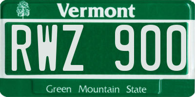 VT license plate RWZ900
