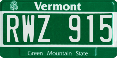 VT license plate RWZ915