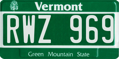 VT license plate RWZ969