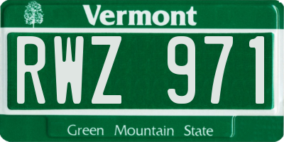VT license plate RWZ971