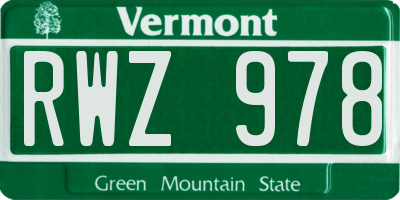 VT license plate RWZ978