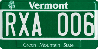 VT license plate RXA006