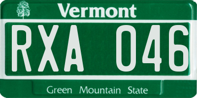 VT license plate RXA046
