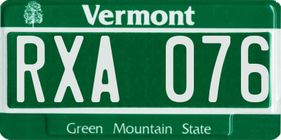 VT license plate RXA076