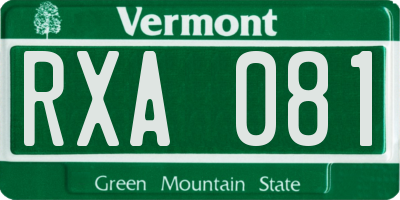 VT license plate RXA081