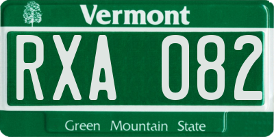 VT license plate RXA082