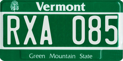 VT license plate RXA085