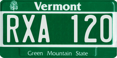 VT license plate RXA120