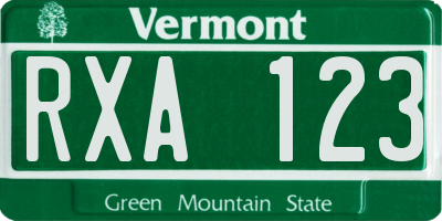 VT license plate RXA123