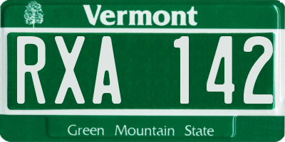 VT license plate RXA142