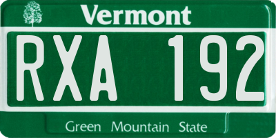 VT license plate RXA192