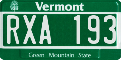 VT license plate RXA193