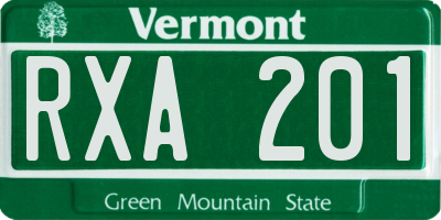 VT license plate RXA201