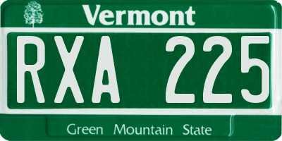 VT license plate RXA225