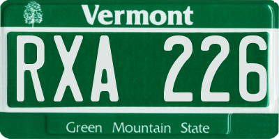 VT license plate RXA226