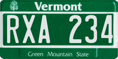 VT license plate RXA234