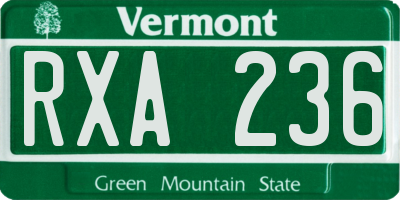 VT license plate RXA236