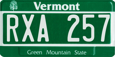 VT license plate RXA257