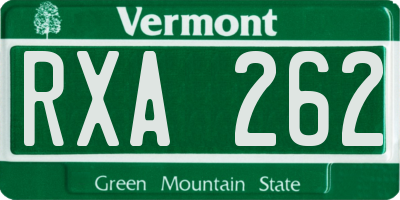 VT license plate RXA262