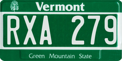 VT license plate RXA279