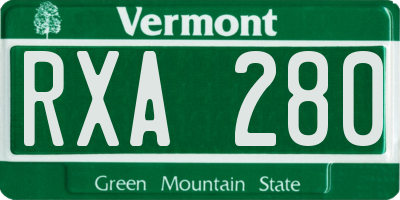 VT license plate RXA280