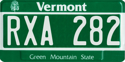 VT license plate RXA282
