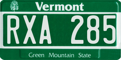 VT license plate RXA285