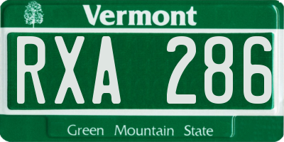 VT license plate RXA286