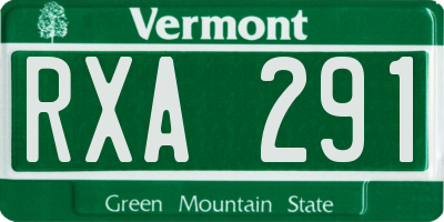 VT license plate RXA291