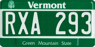 VT license plate RXA293