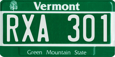 VT license plate RXA301
