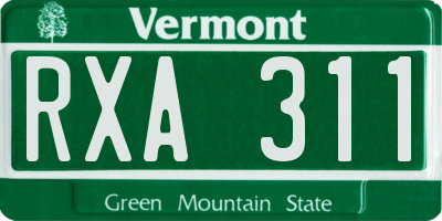 VT license plate RXA311
