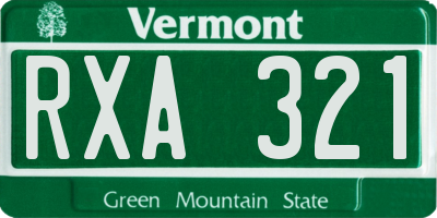VT license plate RXA321