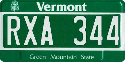 VT license plate RXA344