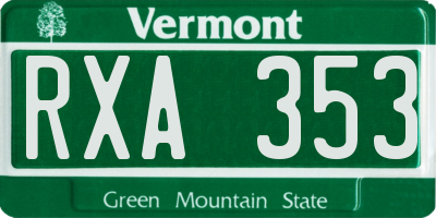 VT license plate RXA353