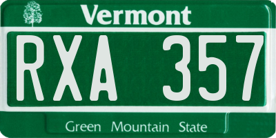 VT license plate RXA357