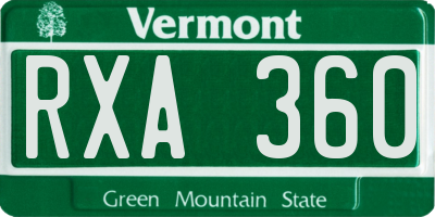 VT license plate RXA360