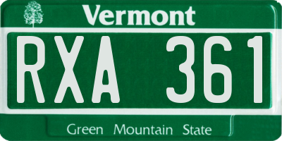 VT license plate RXA361