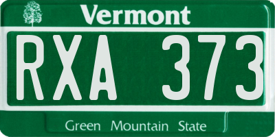 VT license plate RXA373