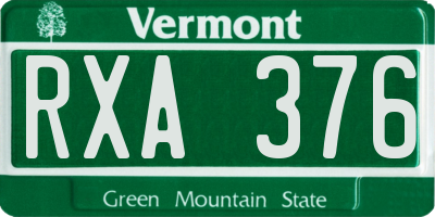 VT license plate RXA376