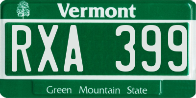VT license plate RXA399