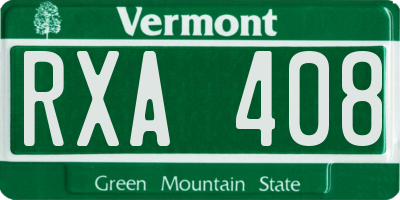 VT license plate RXA408