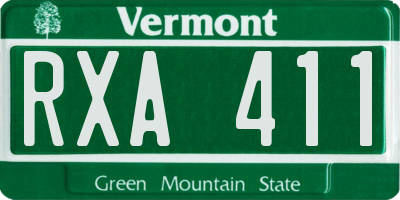 VT license plate RXA411