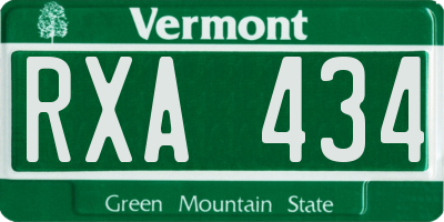 VT license plate RXA434