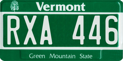 VT license plate RXA446