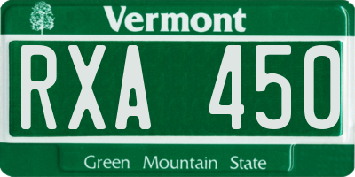 VT license plate RXA450